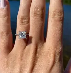 Square-cut diamond engagement ring
