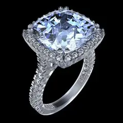 Blue gemstone and diamond halo ring